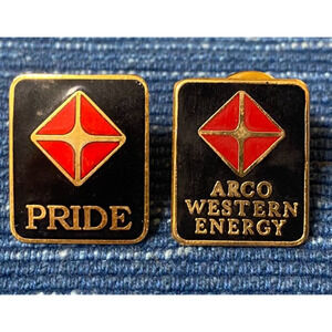 Vintage ARCO Pride & Western Energy PIN Pinback Pair California Advertising 11B